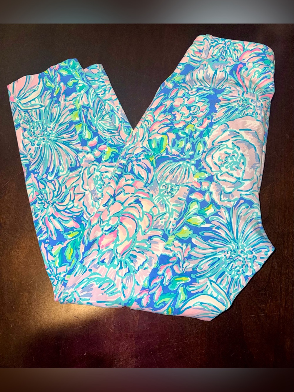 EEUC Lilly Pulitzer Blue Tropical-Print Stretchy Pant SFH - Picture 5 of 6